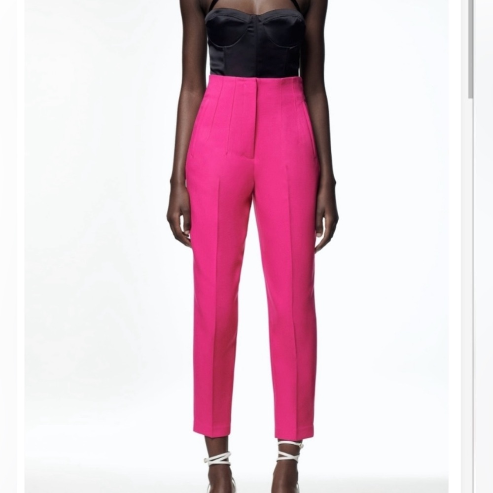 ZARA High-Waisted pink trousers size M